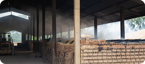 Brick kiln and production shed